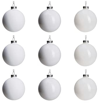 DN DECONATION Weiße Glas‑Weihnachtskugel‑Ornamente hängende Weihnachtskugel | für Weihnachtsbaum Dekoration, 9 Stück Dekor für Urlaub, Halloween, Hochzeitsfeier Geschenk