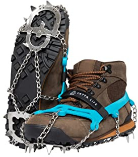 Hiking Spikes for Boots - Anti-Slip Stainless Steel Crampons Ice Cleats Snow Spikes for Shoes Climbing, Hiking, Running, Mount with Men and Women