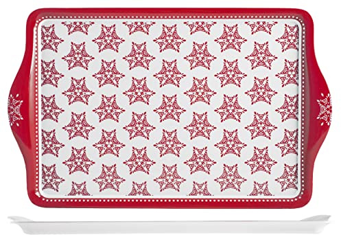 H&H 8783546 Vassoio Grace, Melamina, Bianco/Rosso, 46.5 x 29.5 cm