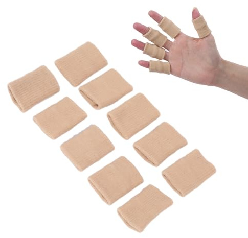 10 Stück Fingermanschetten, Nylon, Latex, Seide, Fingerschläuche, Sport-Fingerschutz, Schmerzlinderung, Unterstützung, Fingerstütze, Elastische Daumenmanschetten für Rissige Finger(Hautfarbe)