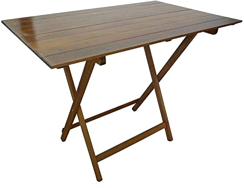 Tavolo pieghevole da esterno in legno di faggio 60x100 cm color Tinta Noce ideale da giardino mod. Pic Nic
