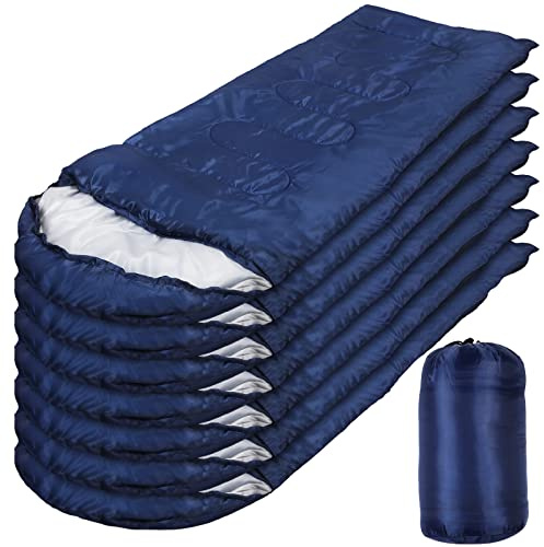 Macarrie 10 Pcs Bulk Sleeping Bags for Homeless Donation Shelter Adults 0 Degree Waterproof Sleeping Bags with Compression Sack for Cold Weather Emergency Hiking Camping Warm(Navy)