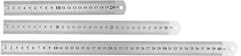 Angoily Lineal Aus Metall Mit Gerader Kante Edelstahl-Lineal 20 Cm 30 Cm 40 Cm Lineal-Set Doppelseitiges Maschinisten-Lineal Metrisches Lineal Imperiales Lineal Für Schule Büro Zuhause