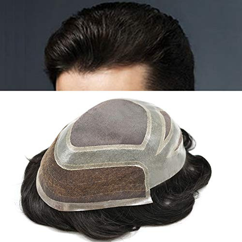 Durable Hair System for Men French Lace Front Mens Toupee Hairpieces Natural Hairline Fine Mono Hair Toupee for Men 8x10 120% Light to Medium Density #3 Dark Brown