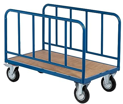 Flat Base Trolley, Heavy Duty Warehouse Cart, Steel Trolley on Wheels with Attachments (Base + x2 Sides)
