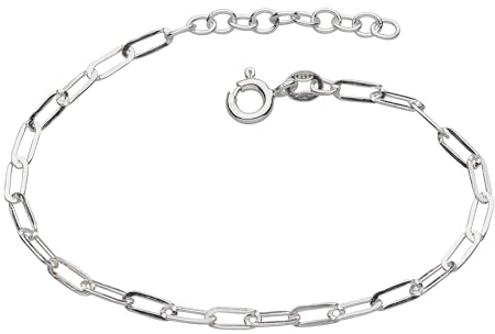 Dew Paperclip Link Chain Bracelet – Sterling Silver, Modern Oval Link Stacking Wristwear for Women