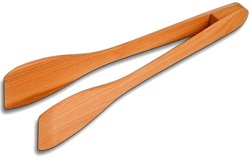 teemando® Salatzange aus Kirschholz, geölt 30 cm, elegante Servierzange