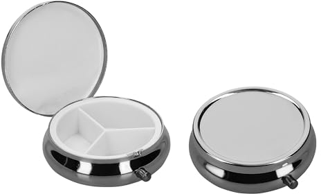 kwmobile 2x Boîte à pilules 3 compartiments - 2x Mini boite à comprimés compartimentée - Pilulier portable pour médicament bureau voyage - noir