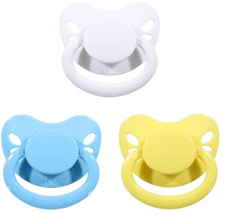 Landofgenie Schnuller Erwachsene Großer Saugerschild Schnuller für Erwachsenengröße 3er-Pack-Blau+Weiß+Gelb Schmetterlingsform