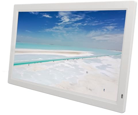 Digitaler Bilderrahmen, 23,6 Zoll 16:9 IPS-Display 1920 X 1080 Smart-Fotorahmen, Video-Sound-Player, Elektronische Werbemaschine (White)
