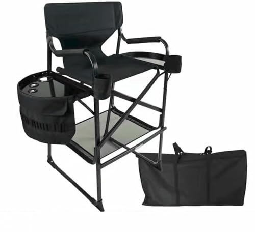UHGFIMP Regiestuhl, professionelle Make-up-Stühle, professionelle Make-up-Stühle, Regiestuhl mit Beistelltisch und Seitentaschen, klappbarer Aluminium-Make-up-Stuhl