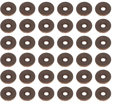 PATIKIL 8mm Leather Washers, 200pcs Leather Handle Washers Leather Spacer Cushion Washers 1.5 mm Thick Round for Knife Handle Hammer Hatchet Badge Bicycle Seat Crafts, Brown