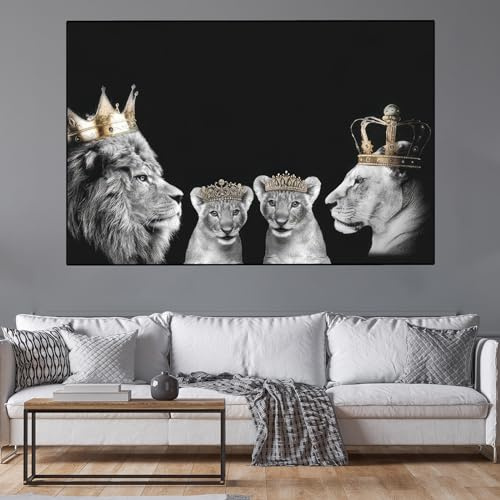 WZXGHE Löwenfamilie Bild,löwe Und Löwin Mit Krone Leinwand Bilder, Moderne Löwe Muster Wand Bilder, Wohnzimmer Schlafzimmer Deko Poster, Ungerahmt (A, 70x100cm, Ungerahmt)