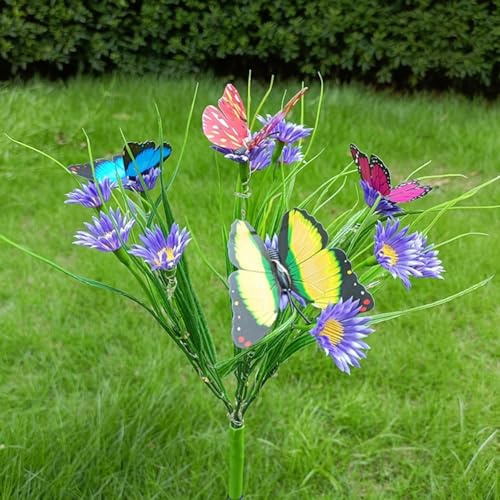YUANGANG Lámpara solar impermeable de mariposa con estaca para decoración de patio al aire libre, linterna LED de simulación (morado)
