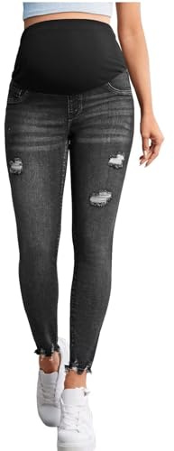 Jeans premaman skinny per donne incinte, pantaloni premaman lunghi, pantaloni premaman Destroyed Maternity Jeans Leggings per gravidanza