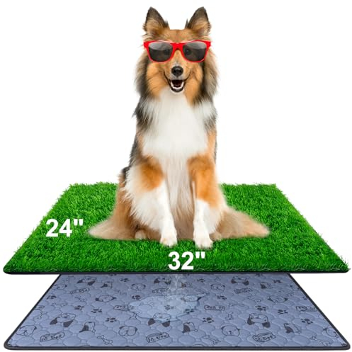 Lettiera per cani, 81 x 60 cm, con erba artificiale, altamente permeabile, per cuccioli, lavabile e riutilizzabile, per interni ed esterni