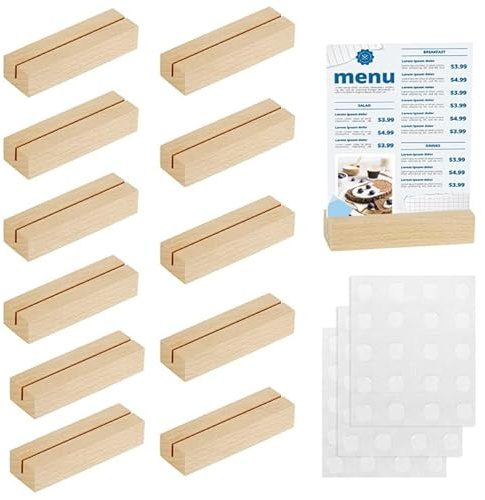 SKENGWEL 12 Stück Kartenhalter Holz, Stabil Tischkartenhalter Kartenhalter Menükartenhalter Postkartenhalter Fotohalter für Hochzeiten Partys Holzständer