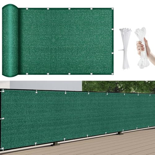 Balkonschutz Balkonabdeckung 750 x 180 cm Wind- Und Uv-Schutz Wetterfest, Balkonverkleidung Balkonumspannungen, mit Kabelbinder Und Kordel, für Terrasse, Hinterhof, Dunkelgrün