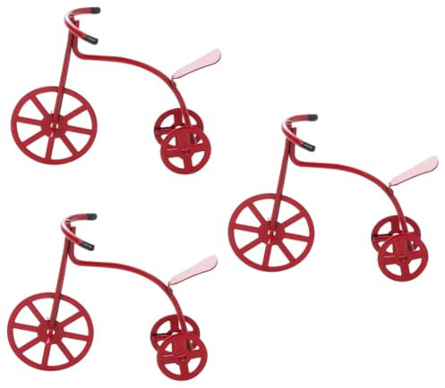 ORFOFE 3stücke Mini Dreirad Modell Für Puppenhaus Rotes Spielzeug Auto Als Dekoration Für Kinderzimmer Und Miniaturmöbel