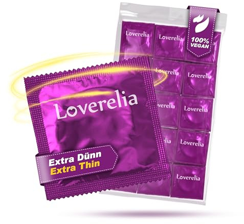 Preservativos Loverelia Extra Thin - experimente momentos íntimos de la forma más natural posible - látex de caucho natural - vegano - real al tacto - paquete de 200 (4 x 50 piezas)