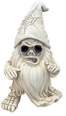Nuyhadds Skeleton Lawn Gnomes,Resin Horror Dwarf Statue - Retro Skeleton Gnomes Statue Sculptures Skull Dwarf Figurines Horror Halloween Ornaments for Garden
