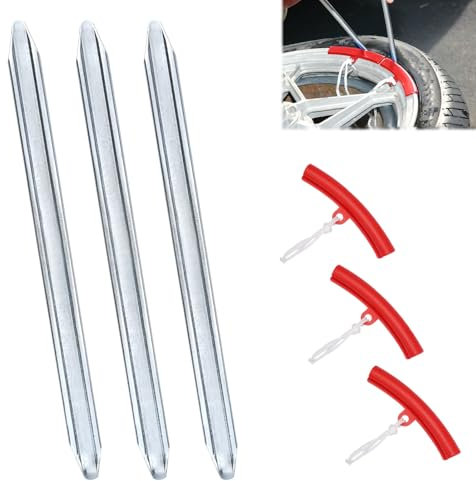 3 Pièces Demonte Pneu Moto, 30 cm Demonte Pneu Manuel avec 3 Protection de Jante, Outils de Réparation Levier Démonte-Pneu, Demonte Pneu Trottinette pour Voitures, Motos, Tricycles, Vélos Électriques