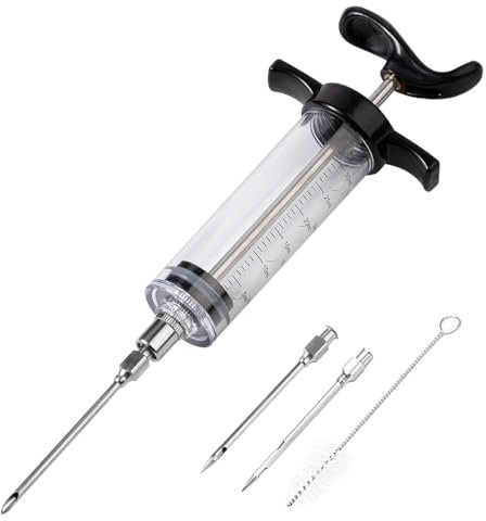 LiangYuanZen Jeringa de carne de 30 ml para carne, juego de inyectores de carne, jeringa para adobos para barbacoa, jeringa de plástico para curado de carne, aves de corral y más.