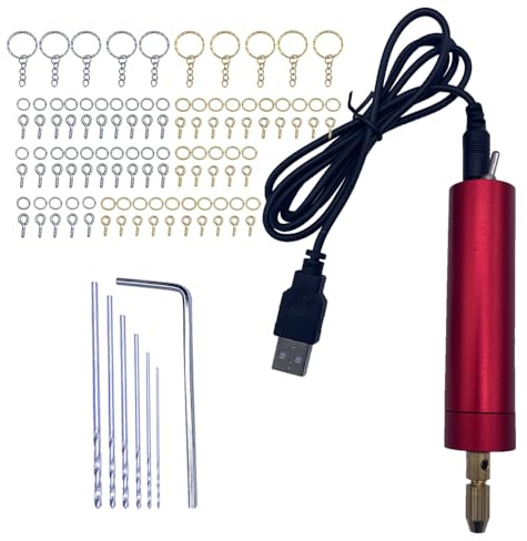 Dokoshia - Mini USB Electric Drill Set for Aluminum Resin Rotary Tool with 6 Drill Bits, Electric Hand Screw Kit for Small Drilling Projects, Crafts,
