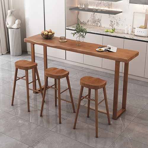 USFJATI Moderner Bartisch Aus Holz, Rechteckiger Bartisch, Kücheninseltisch, Schmaler Bistrotisch, Esstisch In Thekenhöhe for Wohnzimmer-Café, Ohne Stühle(120 * 40 * 105cm/47 * 16 * 41in)