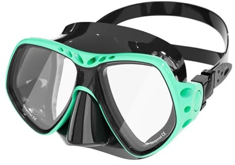 NADCFN Schnorchelmaske Scuba Tauchen Maske Schnorcheln Anzug Erwachsene Silikon Anti-Fog Brille Ausbildung Schnorchel Tauchmasken(Black-Green-Mask)