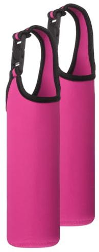 QUARKZMAN 2pcs Housse Neoprene Pour Bouteille D'eau, 15.5-20oz Housse Isolante Pour Bouteille D'eau Verre, Sac Portatif Pour Avec Poignée, Rose Red