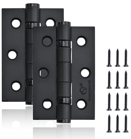4 Stück schwarze Türscharniere 75 mm Scharniere für Innentüren Kugellager Außentürscharniere Mattschwarze Heavy Duty Outdoor Scharniere für Holz