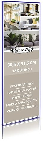 Close Up Posterrahmen | Blau/Blue | Bilderrahmen | Frame | für langformatige Poster, Kunstdrucke, Plakate… | bruchsichere PVC Scheibe | 30,5 x 91,5 cm / 12x36