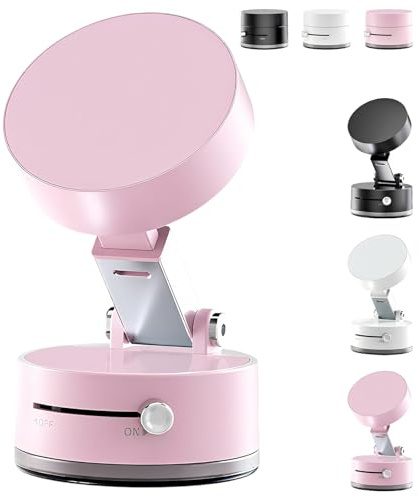 PZCC Support Magnetique Telephone Voiture, Support de Téléphone Portable à Ventouse Double Face, Pliable, Force D'aspiration N52, Adapté au Bureau, au GPS de Voiture, Salle de Sport (Rose)