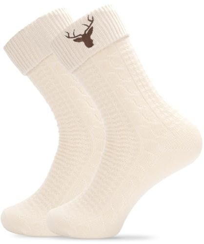 KKSJK Trachtensocken Herren, Trachtenstrümpfe mit Hirsch, Trachten Socken, Bayerische Strümpfe, Oktoberfest Strümpfe für Ihre Lederhose, 1 Paar