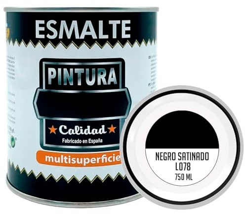 Acan Tradineur - Pot de peinture émaillée - Fabriqué en Espagne - Idéal pour n'importe quelle surface, bois, plastique, verre ou ciment - Capacité de 750 ml - Noir satiné (L078)