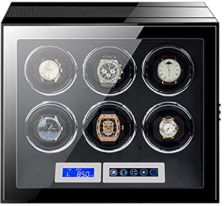 Xiaoxu Remontoir de Montres Grande capacité avec écran LCD et télécommande, boîte de Rangement en Bois, Coque en Bois, Piano, remontage Automatique, boîte rotative pour Montres (3+0)