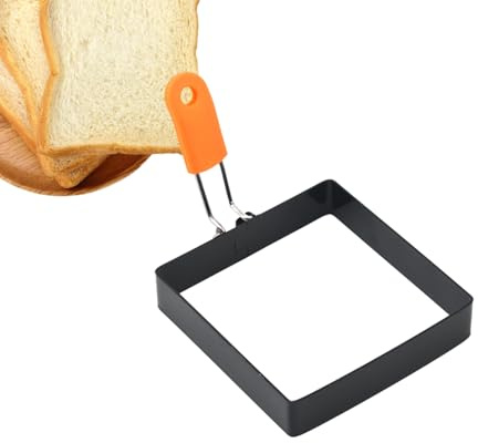 Molde cuadrado para huevos, juego para hacer tortillas, anillo para cocinar huevos, anillos de cocina de acero inoxidable con mango de silicona, utensilios de cocina antiadherentes para