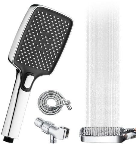 Pommeau de Douche Haute Pression Avec Tuyau 1,5m - Anti Calcaire Grand Diamètre 4 Modes de Pulvérisation d'Eau Bouton de Commutation (A2#)