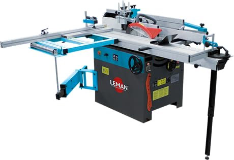 LEMAN - Combinado 5 Funciones COM310T Trifásico, 310 mm, Motor 3800 W, Sierra, Tupí, Cepilladora, Regruesadora, Mortajadora