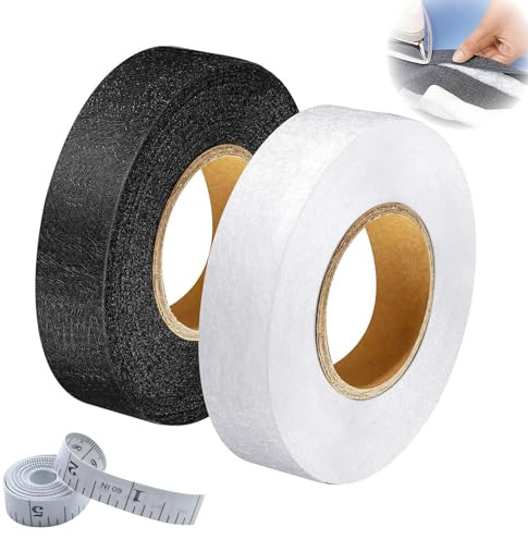 SOGHO 2 Pack Saumband Zum Aufbügeln,Mit Ein Weiches Maßband,Waschfest | Hosen Kürzen Ohne Nähen,Klebeband Zum Aufbügeln,Bügelband Hose Kürzen,Hose Kürzen Ohne Nähen,Für Saum Jeans Vorhänge