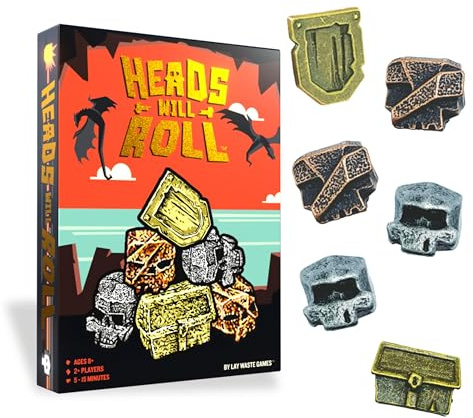 Lay Waste Games Heads Will Roll – Metal Skull Toss Dexterity Party Game for Adults & Families | Fast-Paced Skill Game for 2+ Players, Ages 8+, 5-15 Min Gameplay