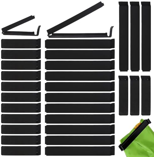 30 PCS Kitchen Clips For Bags, Food Clips Reusable Bag Sealing Clips For Kitchen & Freezer Food Storage (Black, 6 cm, 11 cm)