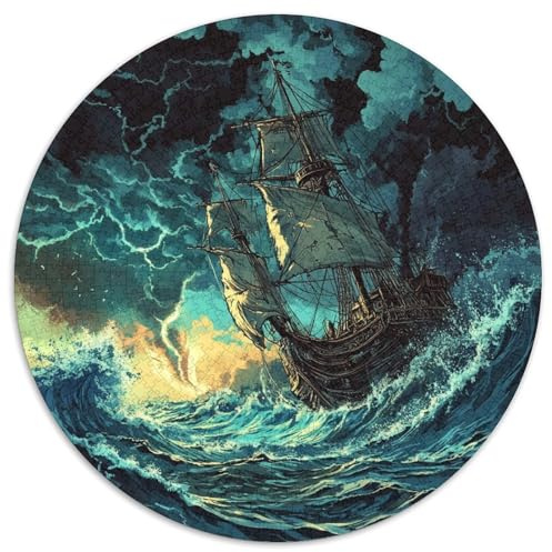Segelboot 1000 Stück Puzzle Rund Fur Erwachsene Und Kinder Seeschiff Navigation Legespiel Geschicklichkeitsspiel Geschenk Fordernd Kleinkinder 1000pcs (67.5x67.5cm)