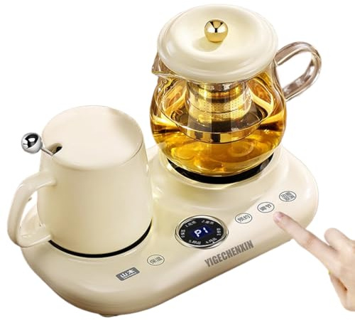 YIGECHENXIN 380W Electric Tea Brewer with 9.5H Intelligent Reservation Glass Teapot Set with Stainless Steel Infuser & Temperature Control