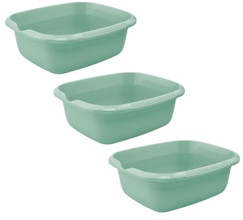 keeeper björk 3x Universal-Schüssel mit Ausguss, Eckig, 9 l, 38 x 32 cm, Nordic Green