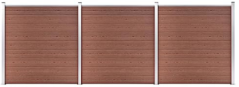 Clôture de jardin WPC - 526 x 186 cm - Marron - Panneaux brise-vue - En bois composite - Pour jardin, terrasse, cour - Durable - Résistant aux intempéries