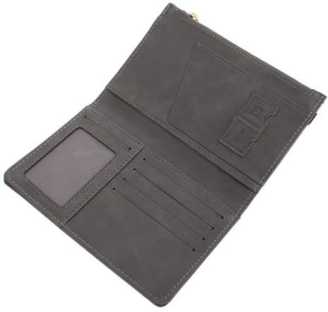 Lurrose Rfid Blocking Travel Passport Cover and Card Holder, Pu Leather Protective Wallet with Zipper, Document Organizer for Business and Personal Use, Dark Gray
