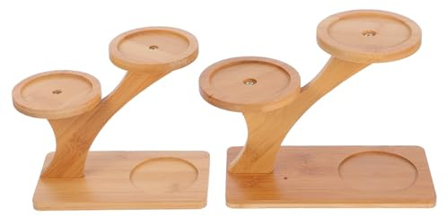 Hemobllo Bamboo Plant Stand 2 Tier Multi-Plant Holder Rack with Tiered Tray Stand for Succulent Display in Living Room and Office