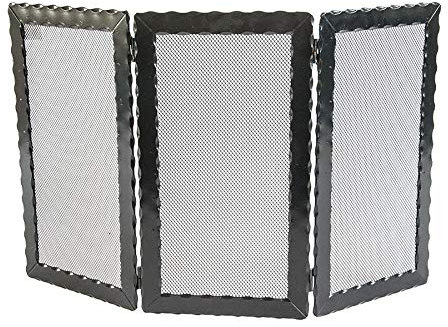 MARTELLATO- PARASCINTILLE IN FERRO BATTUTO PER CAMINO CM 75 - 3 PANNELLI